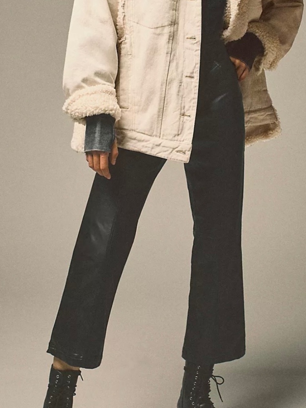 FREE PEOPLE WE THE FREE Rebel Black Vegan Leather Crop Pants Size 6